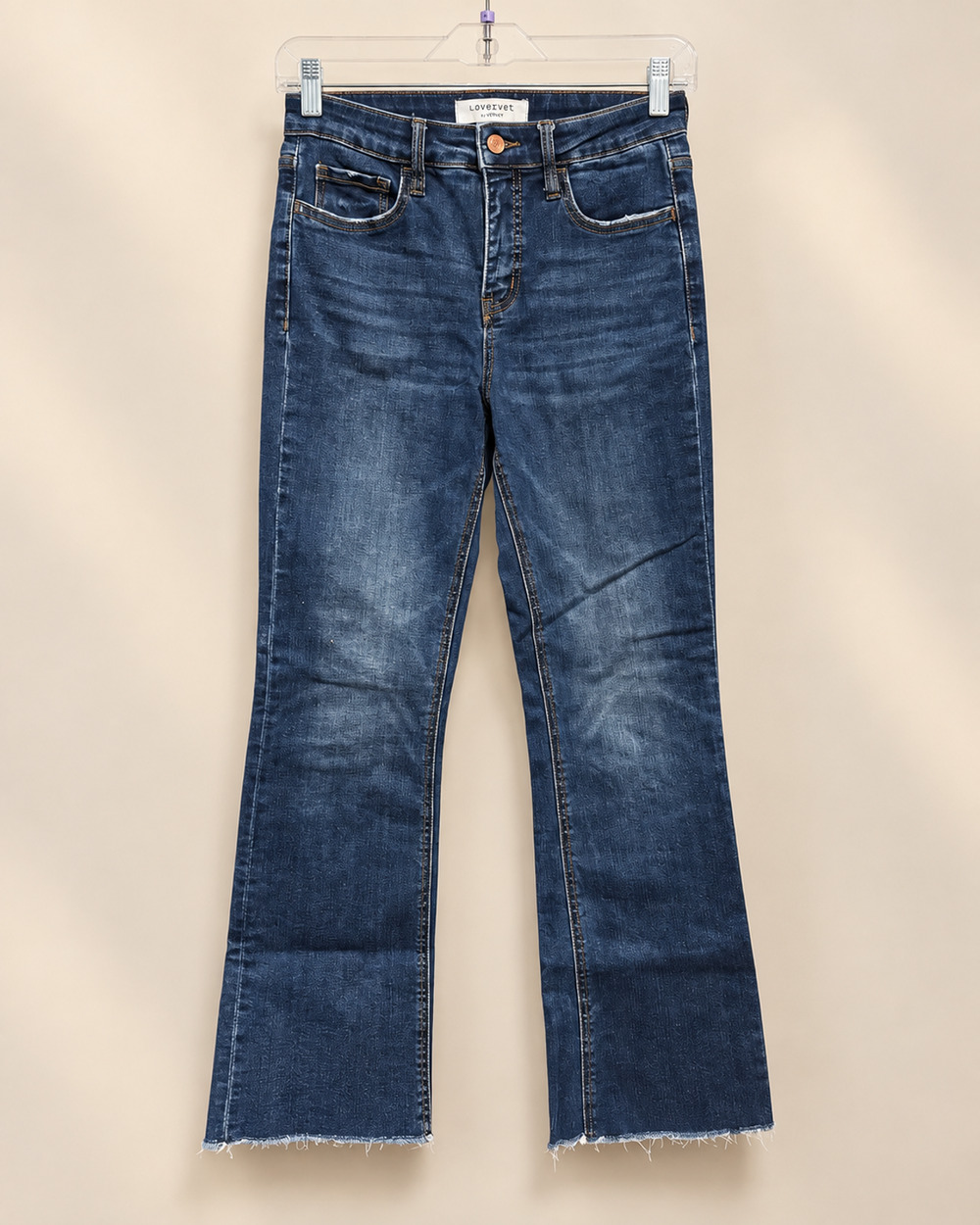 Lovevvet by Vervet Women’s Size 27/5 High Rise Flare Jeans Raw Hem Medium Wash